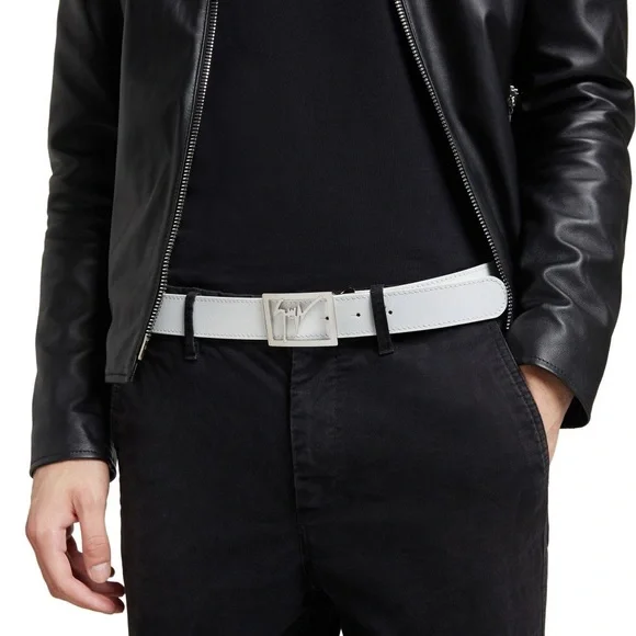 ?giuseppe zanotti NEW white leather designer BBB logo buckle belt Giuseppe Zanotti Reversible Logo Buckle Leather Belt | Saks  main image 4